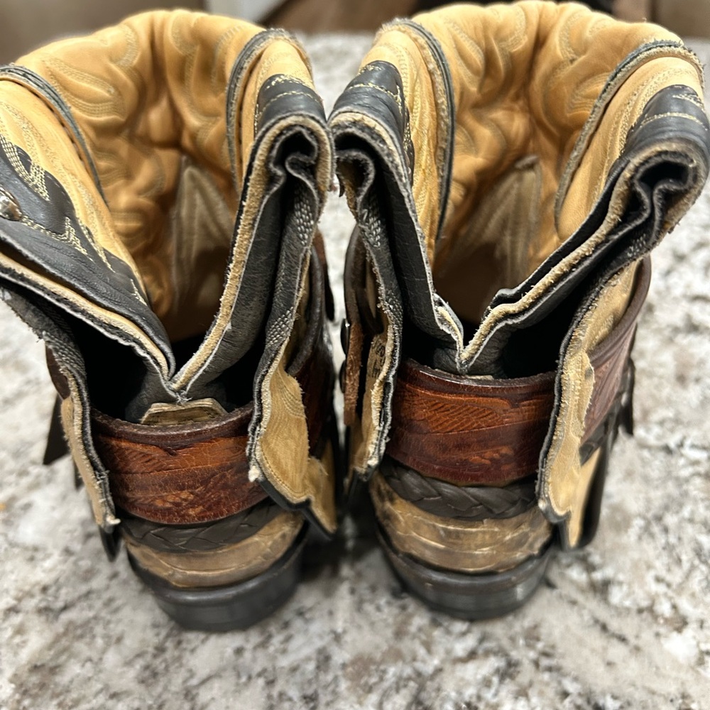 Stylish Tan and Brown Snake Skin Ankle Boots custom made by Canty - Picture 4 of 7